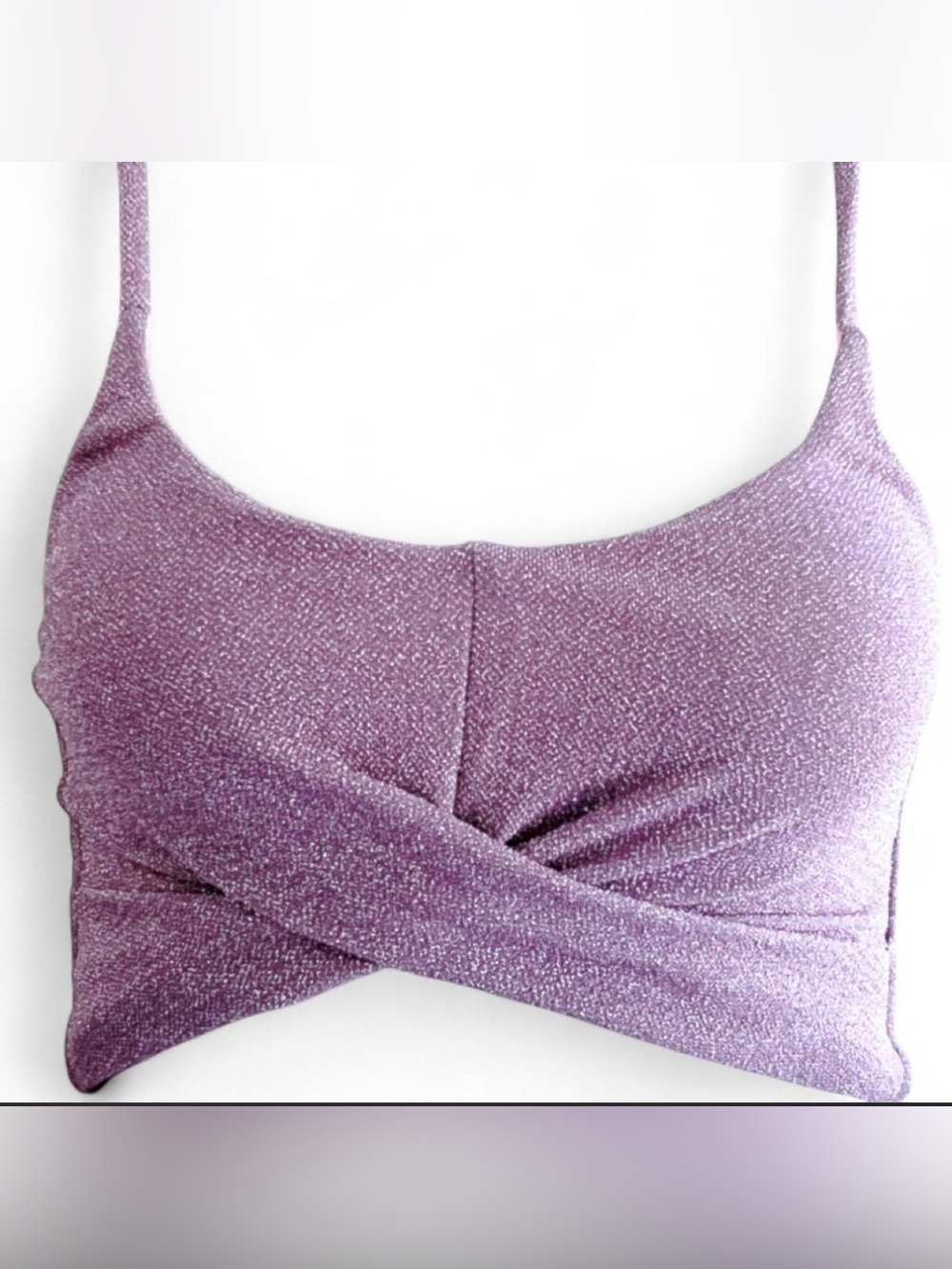 BEACH RIOT PINK KENZI SHINE GLITTER BIKINI SWIMSUIT TOP